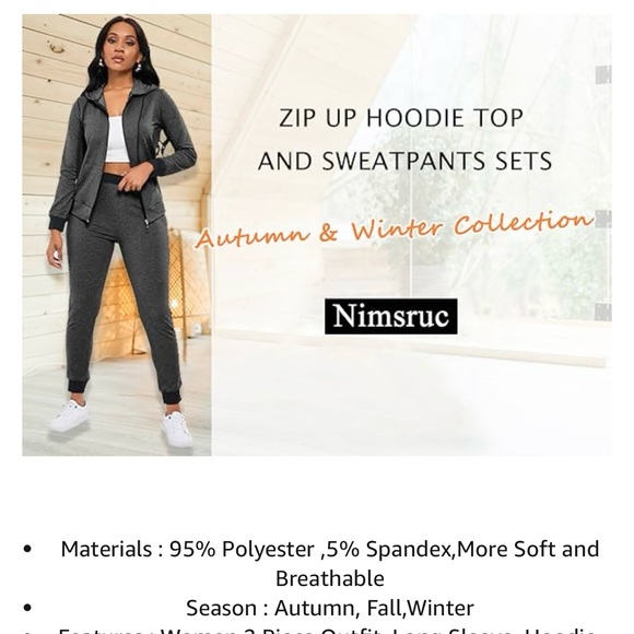 Nimsruc Two Piece Outfits For Women Lounge Wear Tracksuits - Picture 2 of 5